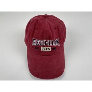 Red Hook Hat Adult One Size Red Adjustable Embroidered Logo Beer Ales Cotton
